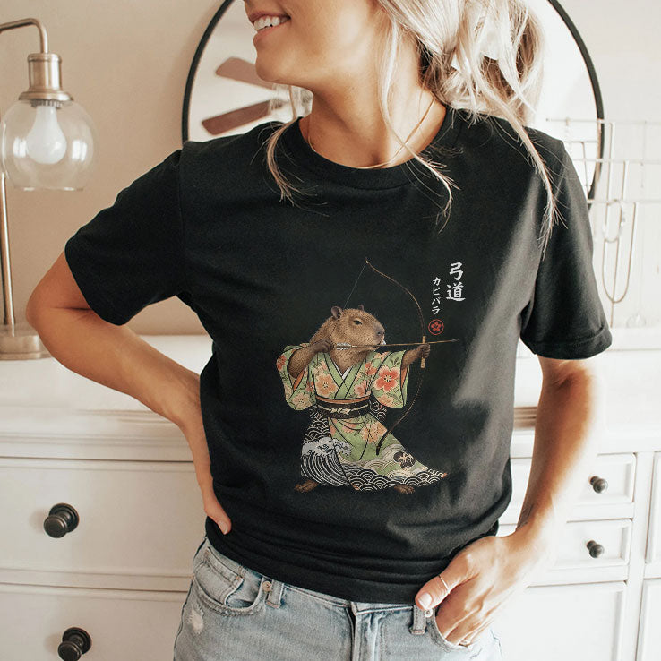 Capybara Archery Samurai Kyudo Japanese Animal Shirt