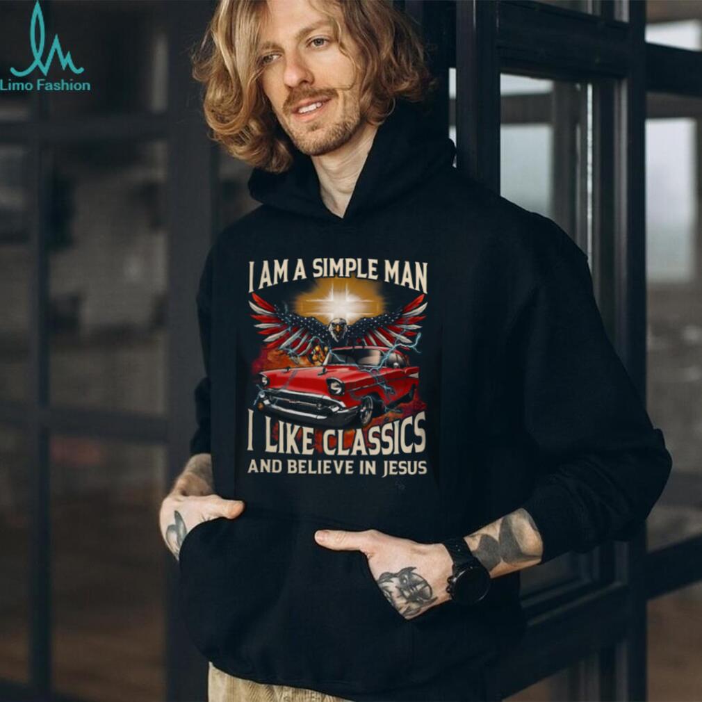 Christian Classic Car Eagle Simple Man Faith Cross Shirt