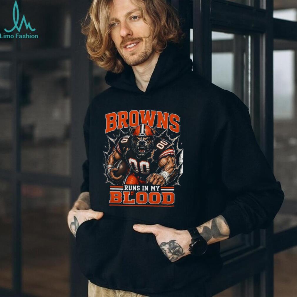 Cleveland Browns Football Team Runs In My Blood Fan Retro Vintage Men Shirt