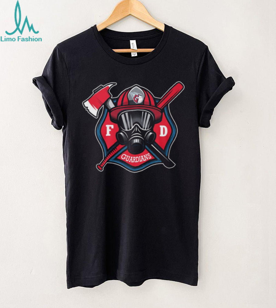 Cleveland Guardians Firefighter FD First Responder Baseball Fans Retro Men Women Black T Shirt