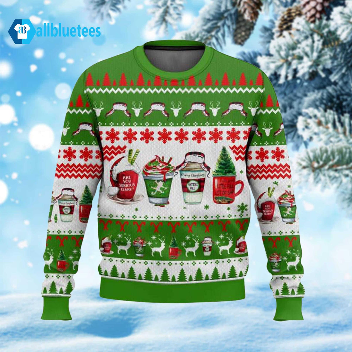 Coffee Cup Vacation Ugly Christmas Sweater