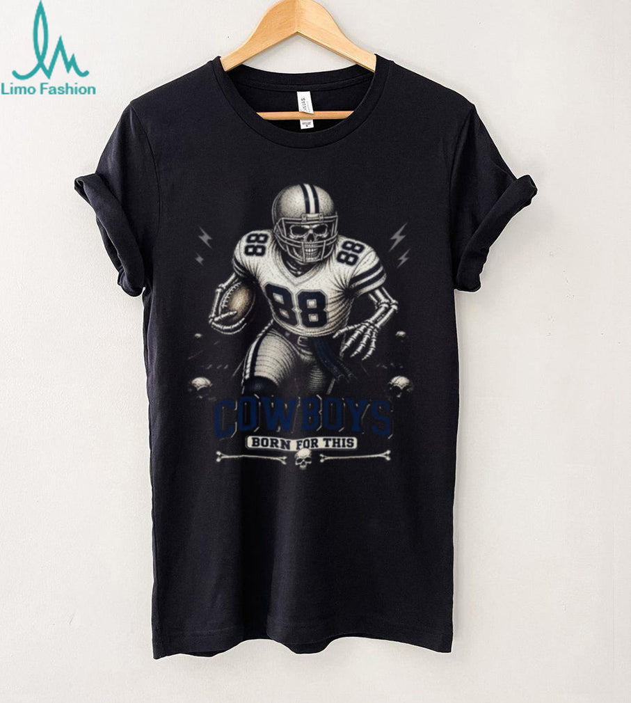 Dallas Cowboys Skeleton Football Player Born For This Retro Sports Game Day Shirt