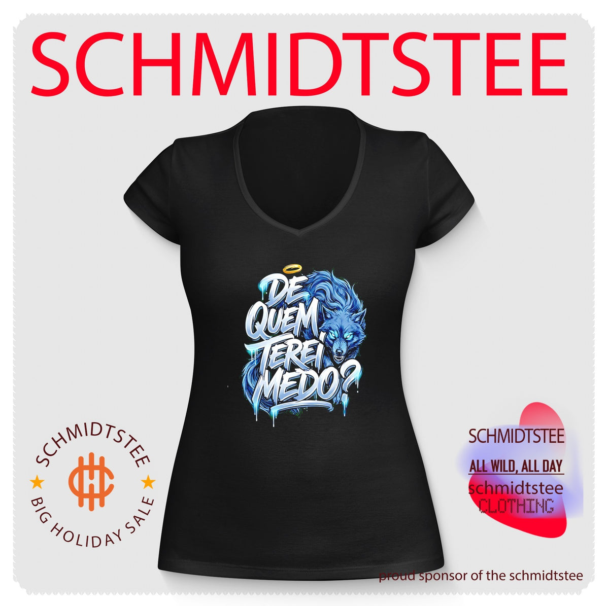 De quem terei medo wolf illustration shirt