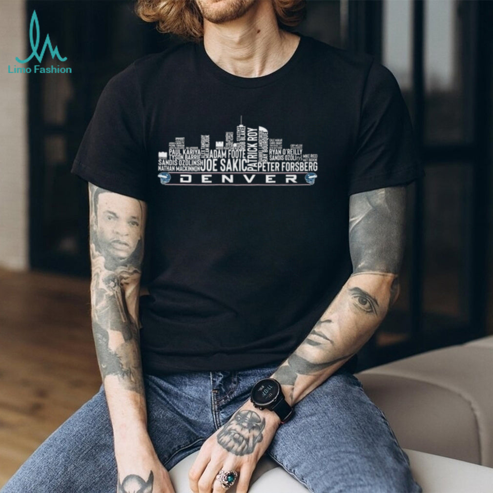 Denver Colorado Hockey Team City Skyline Text Typography Word Cloud Vintage Sports Shirt