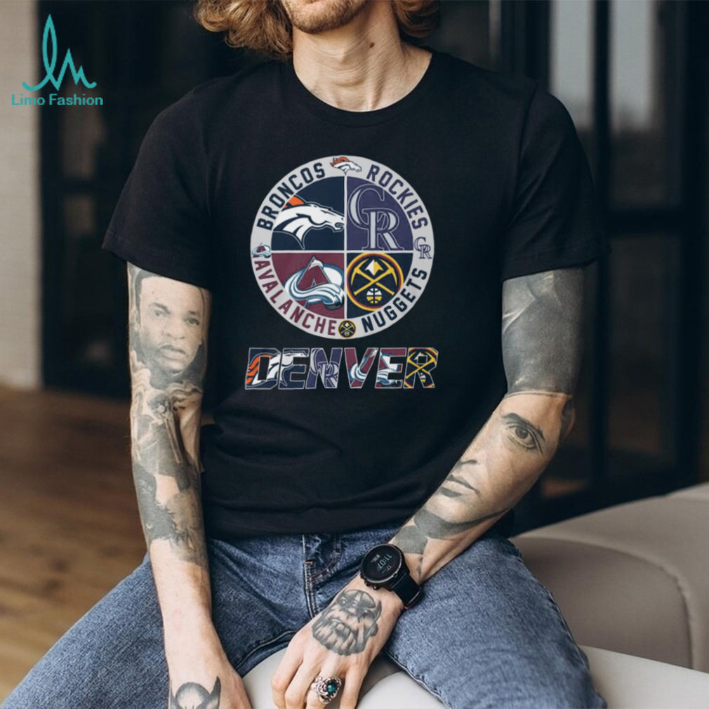 Denver Four Major Sports Teams Circular Crest Logo T Shirt