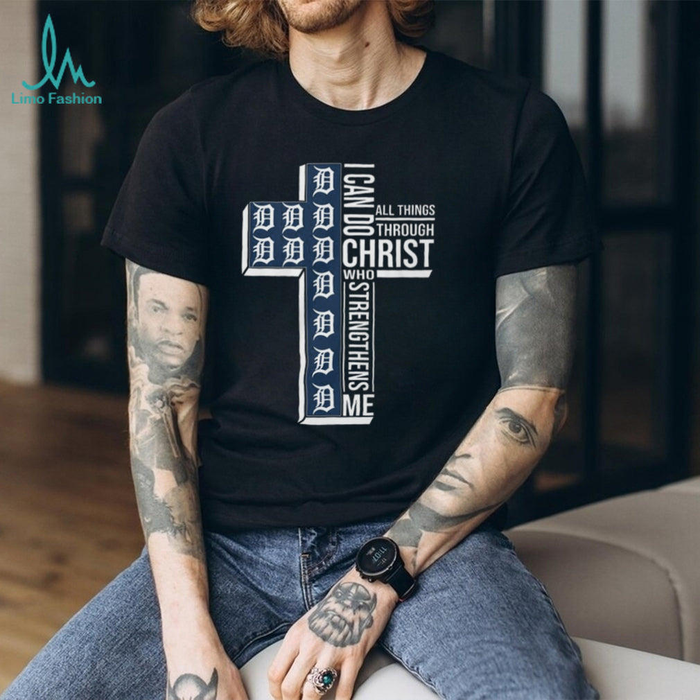 Detroit Tigers I Can Do All Things Through Christ Bible Verse Cross T Shirt