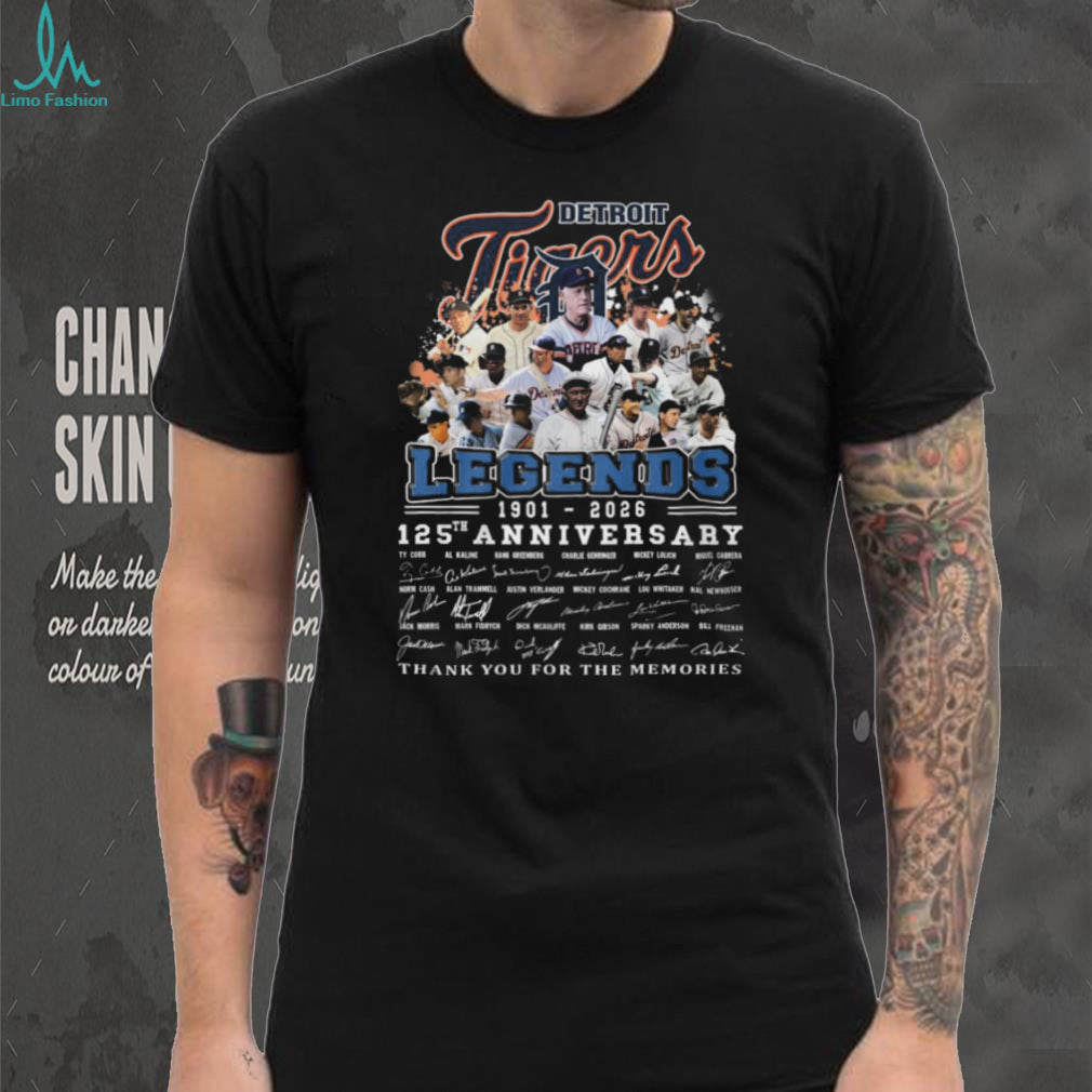 Detroit Tigers Legends 125th Anniversary 1901 2026 Signatures History T Shirt