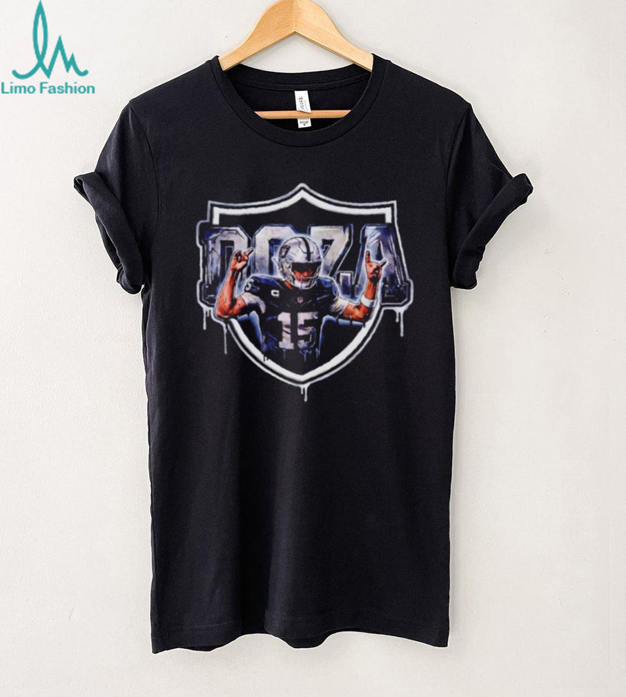 Fernando Mendoza Raiders Number 15 Shield Logo Paint Drip Sport Fan T Shirt