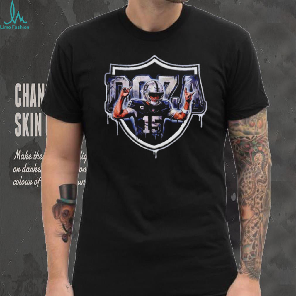 Fernando Mendoza Raiders Number 15 Shield Logo Paint Drip Sport Fan T Shirt