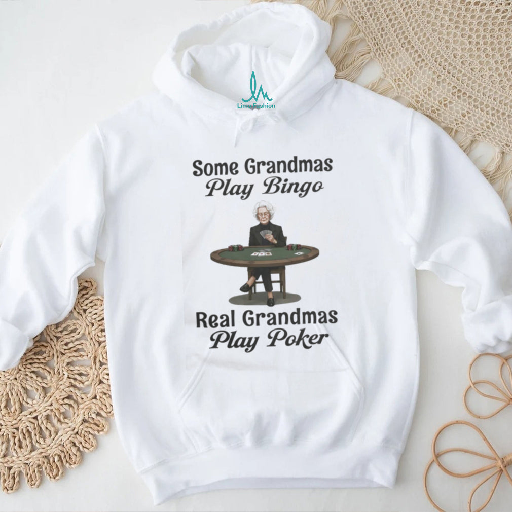Grandma Playing Poker Card Player Gambling Hobby T Shirt (1)