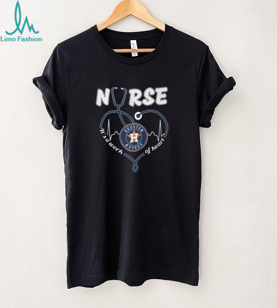 Houston Astros Orange Star Logo Stethoscope Heart Nurse Work Of Heart T Shirt