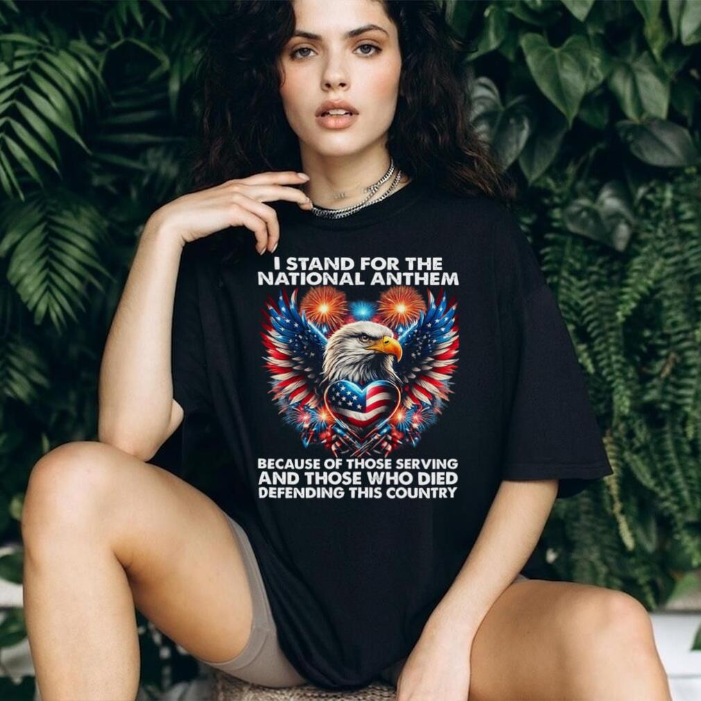 I Stand For The National Anthem Patriotic American Eagle Fireworks T Shirt