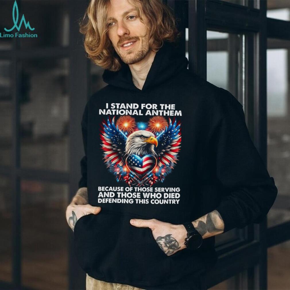 I Stand For The National Anthem Patriotic American Eagle Fireworks T Shirt