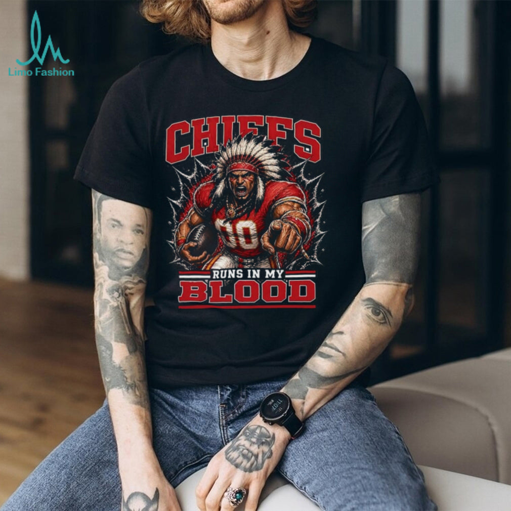 Kansas City Chiefs Football Runs In My Blood Fan Retro Vintage Men Shirt