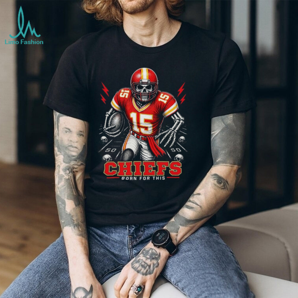 Kansas City Chiefs Skeleton Football Player Born For This Vintage Fan Outfit Shirt