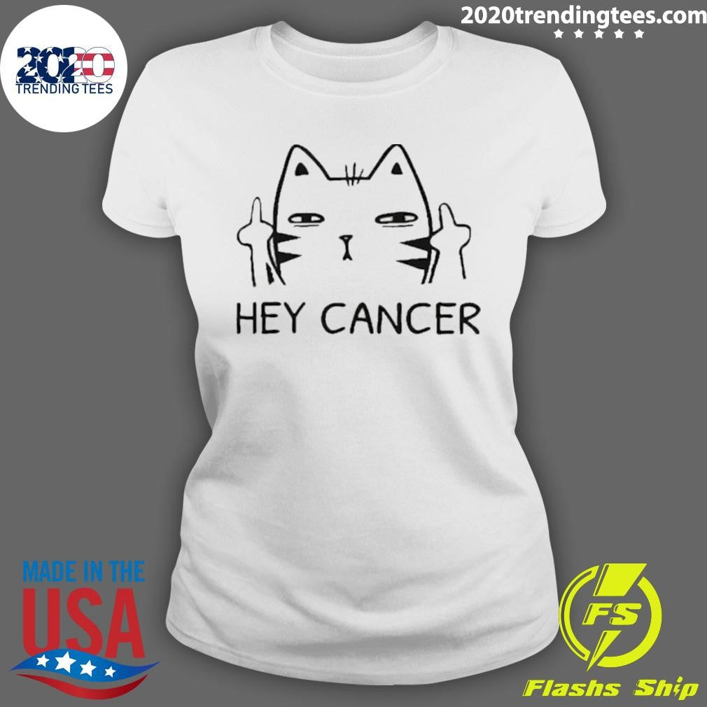Kitten Middle Finger Hey Cancer Shirt