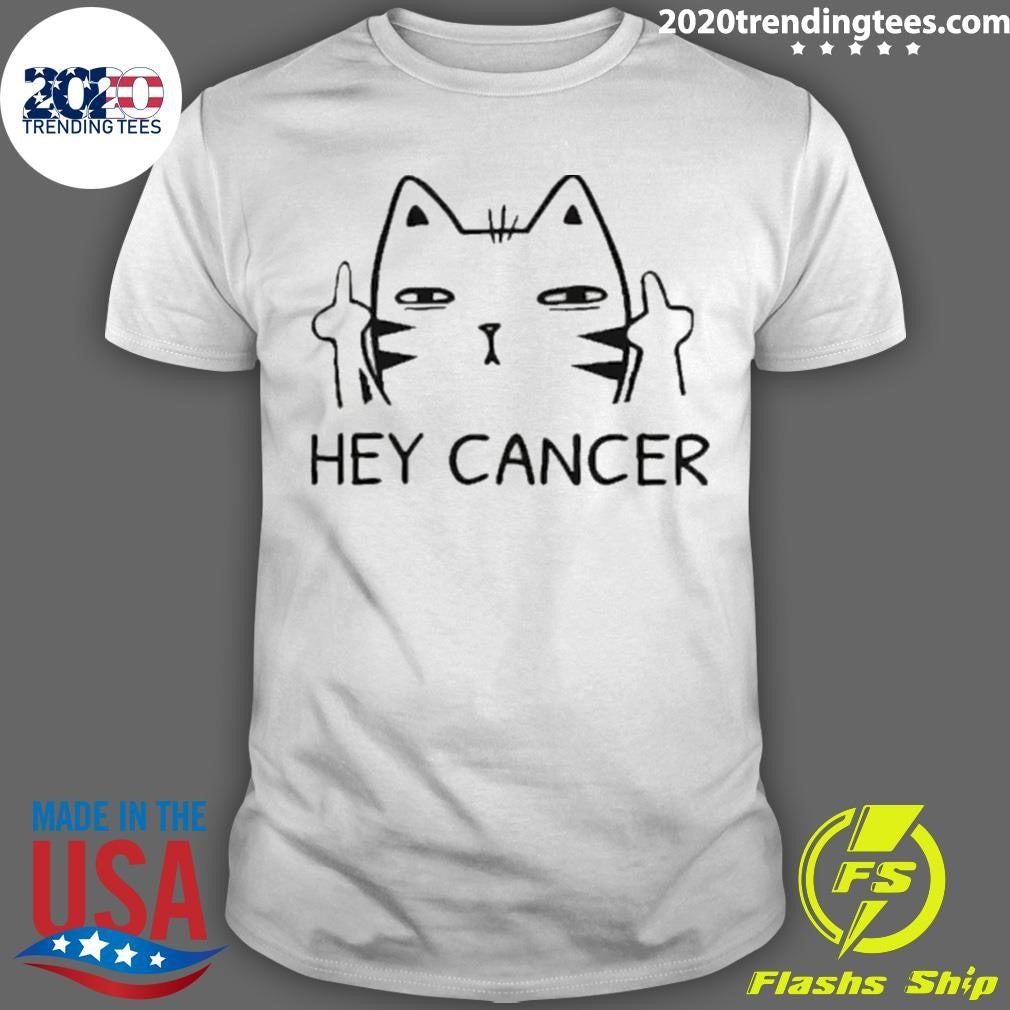 Kitten Middle Finger Hey Cancer Shirt