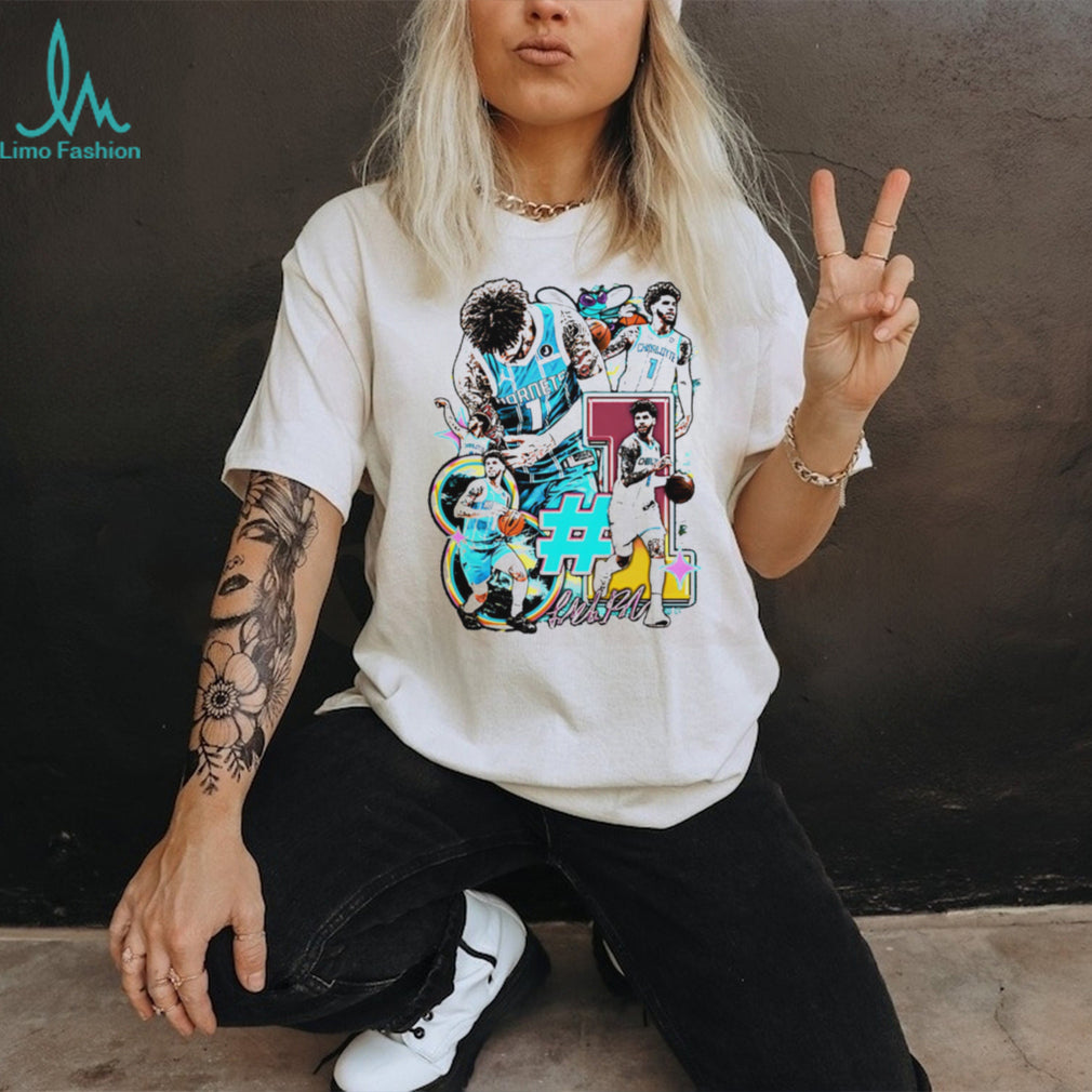 LaMelo Ball Charlotte Hornets Number 1 Artistic Basketball Graphic T Shirt