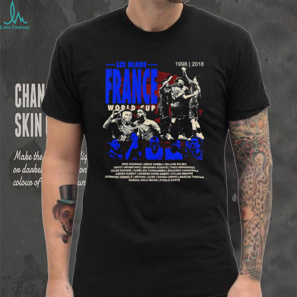 Les Bleus France World Cup 1998 2018 players name list vintage shirt