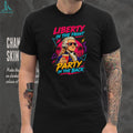 Liberty In The Front Party In The Back George Washington T Shirt Funny Patriotic Retro 80s T Shirt