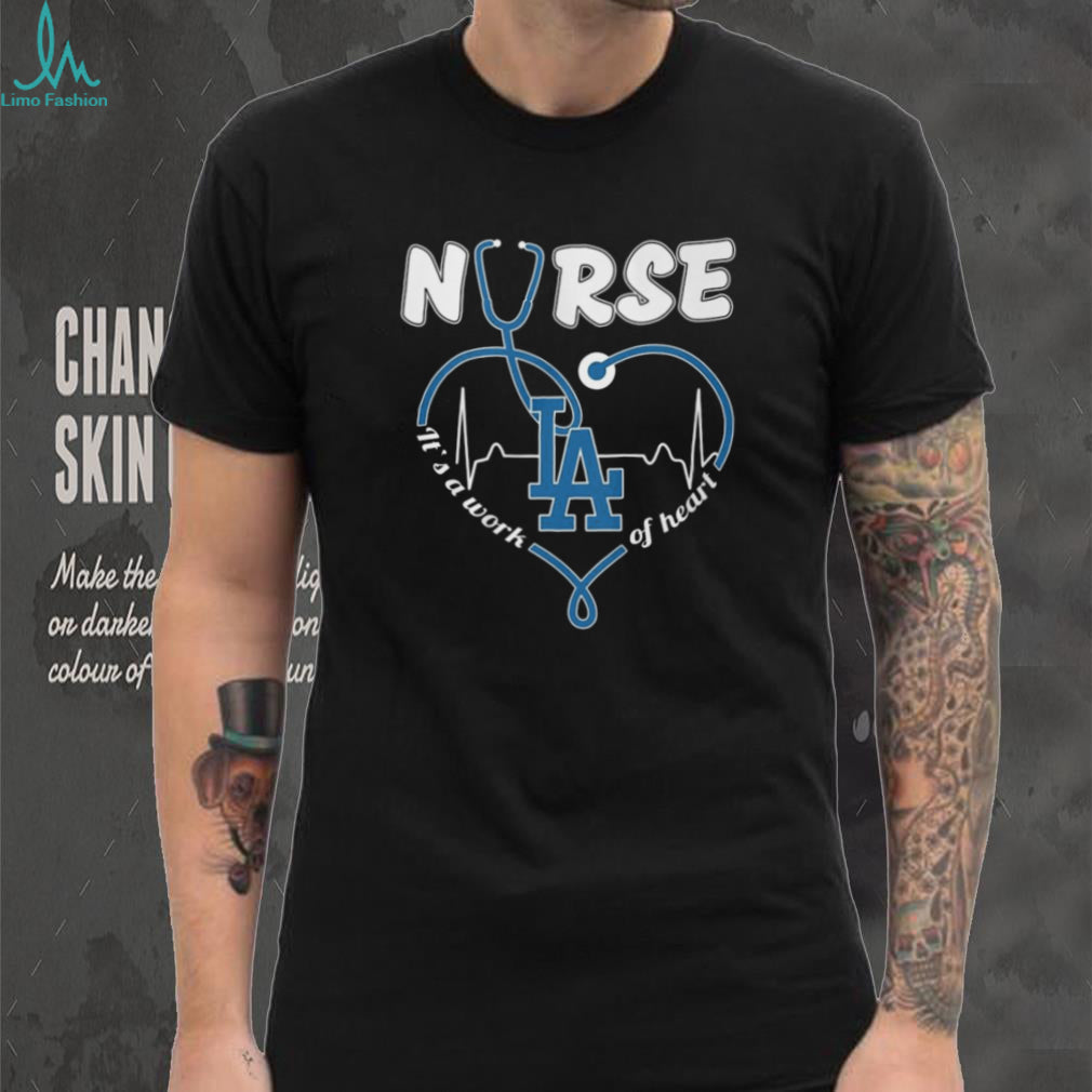 Los Angeles Baseball Nurse T Shirt Blue Stethoscope Heart Nursing Gift