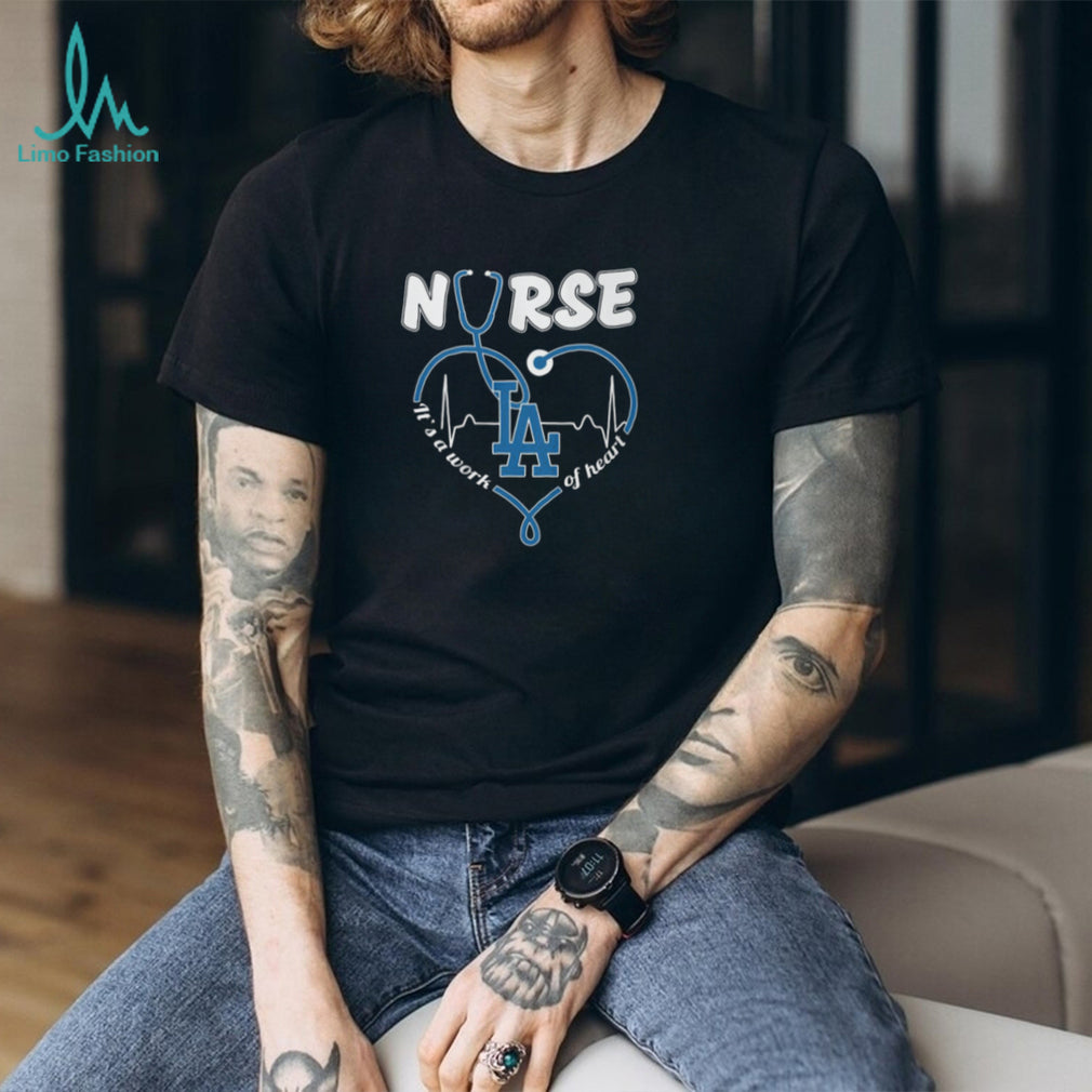 Los Angeles Dodgers Baseball Nurse Heart Stethoscope Blue Medical Professional T Shirt