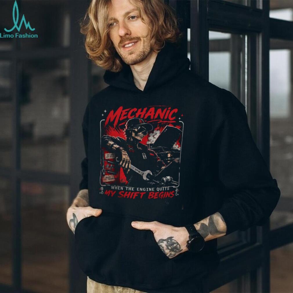 Mechanic Skeleton Grease Is My Therapy Car Repair shirt