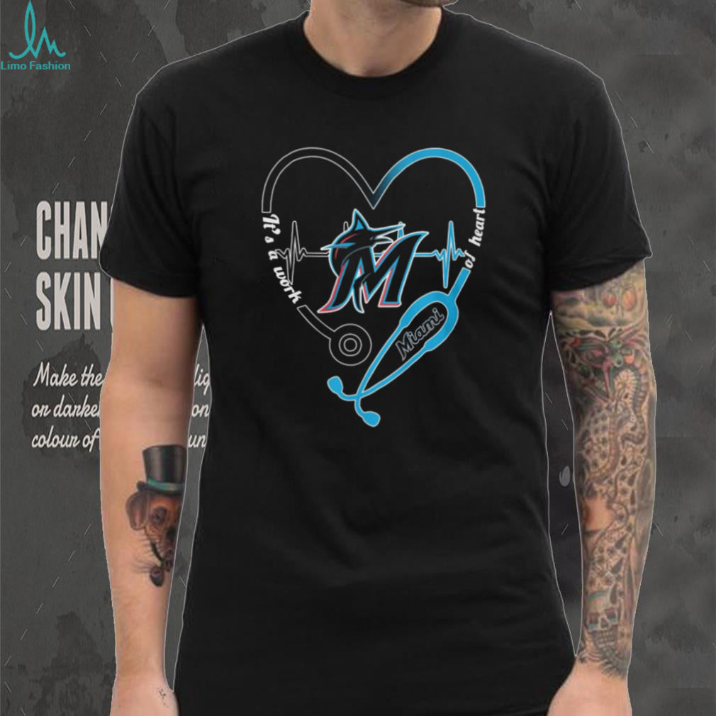 Miami Marlins Baseball Nurse Stethoscope T Shirt It’s A Work Of Heart T Shirt