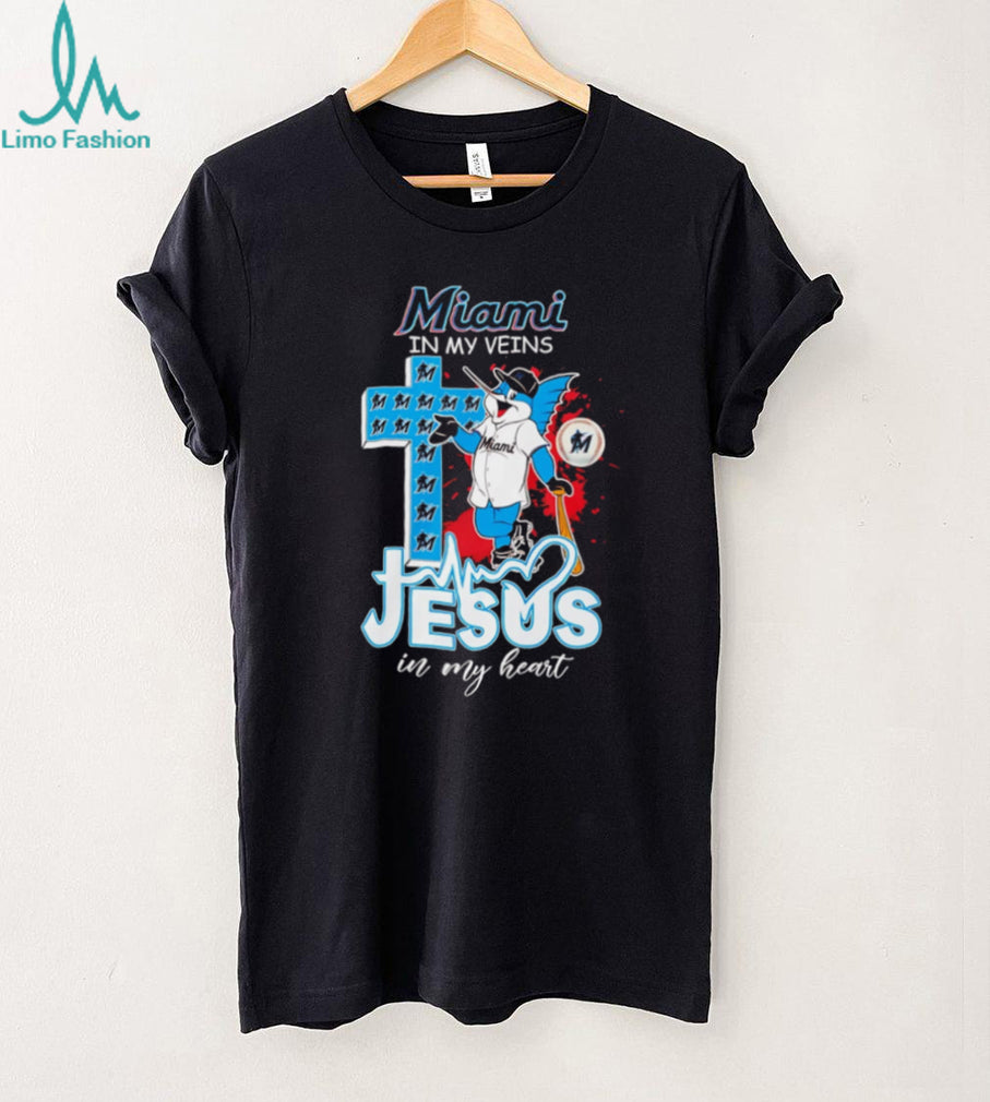 Miami Marlins “Miami In My Veins, Jesus In My Heart” Christian MLB Fan T Shirt