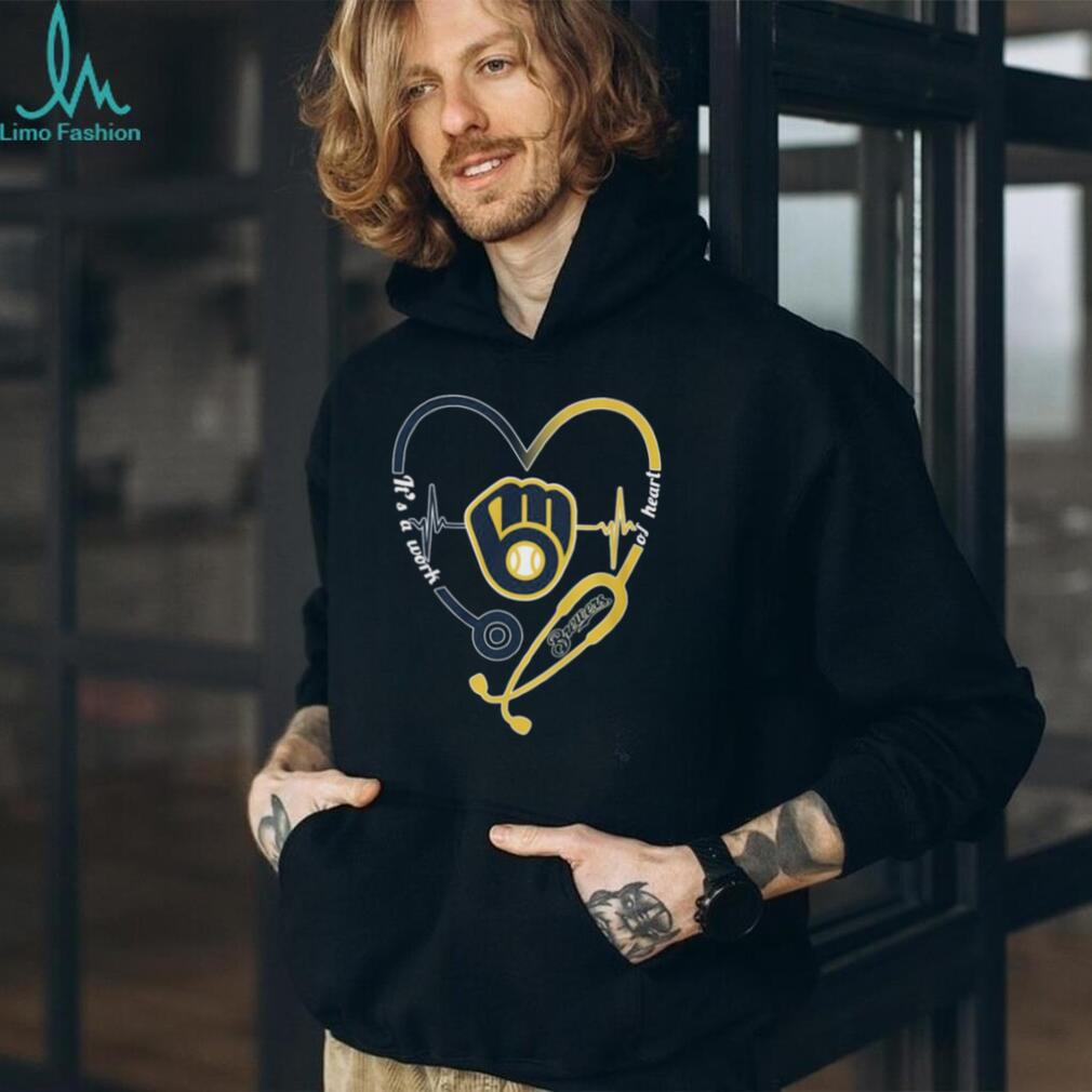 Milwaukee Brewers Baseball Heartbeat Stethoscope Nurse Life Fan T Shirt