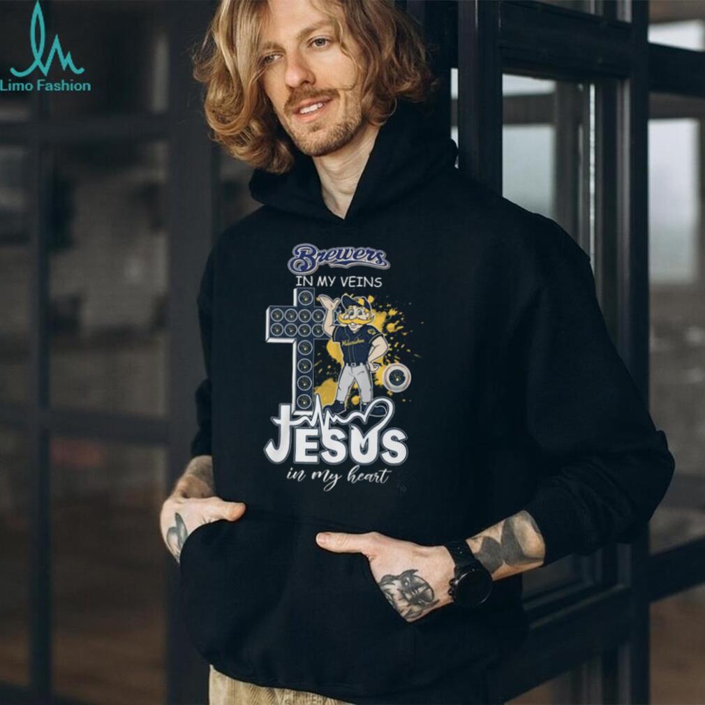 Milwaukee Brewers In My Veins Jesus In My Heart Baseball T Shirt