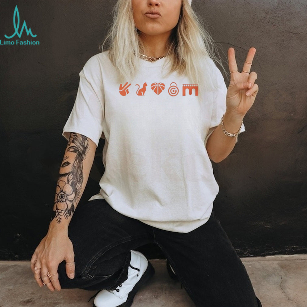 Minimalist Peace Cat Basketball Heart Icon Graphic T Shirt