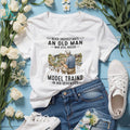 Model Train Hobbyist Railway Builder Never Underestimate Old Man Shirt