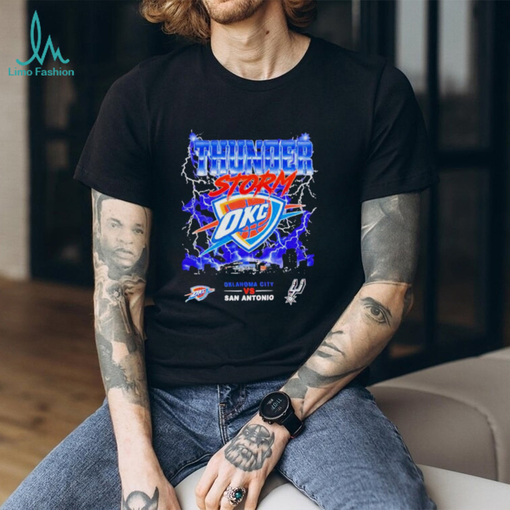 OKC Thunders vs San Antonio Spurs 2026 NBA Western Conference Finals Playoffs Thunderstorm graphic shirt