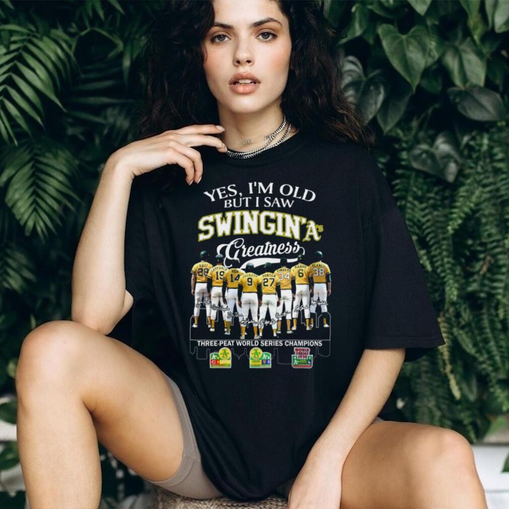 Oakland Athletics “Swingin’ A’s Greatness” Three Peat World Series T Shirt