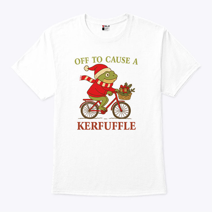 Off To Cause A Kerfuffle Frog Christmas T Shirt
