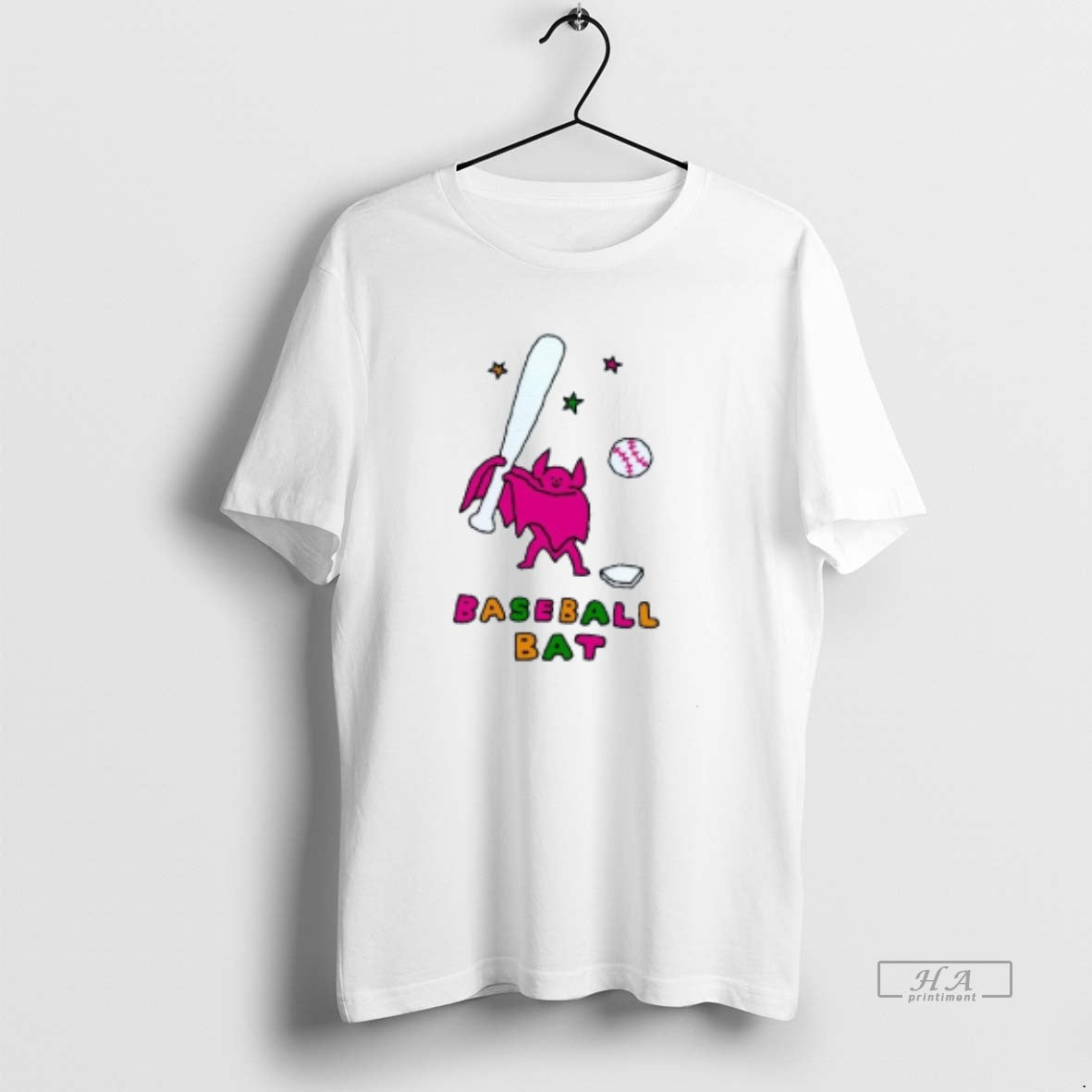 Official Baseball Bat Caroon Mens White Tee