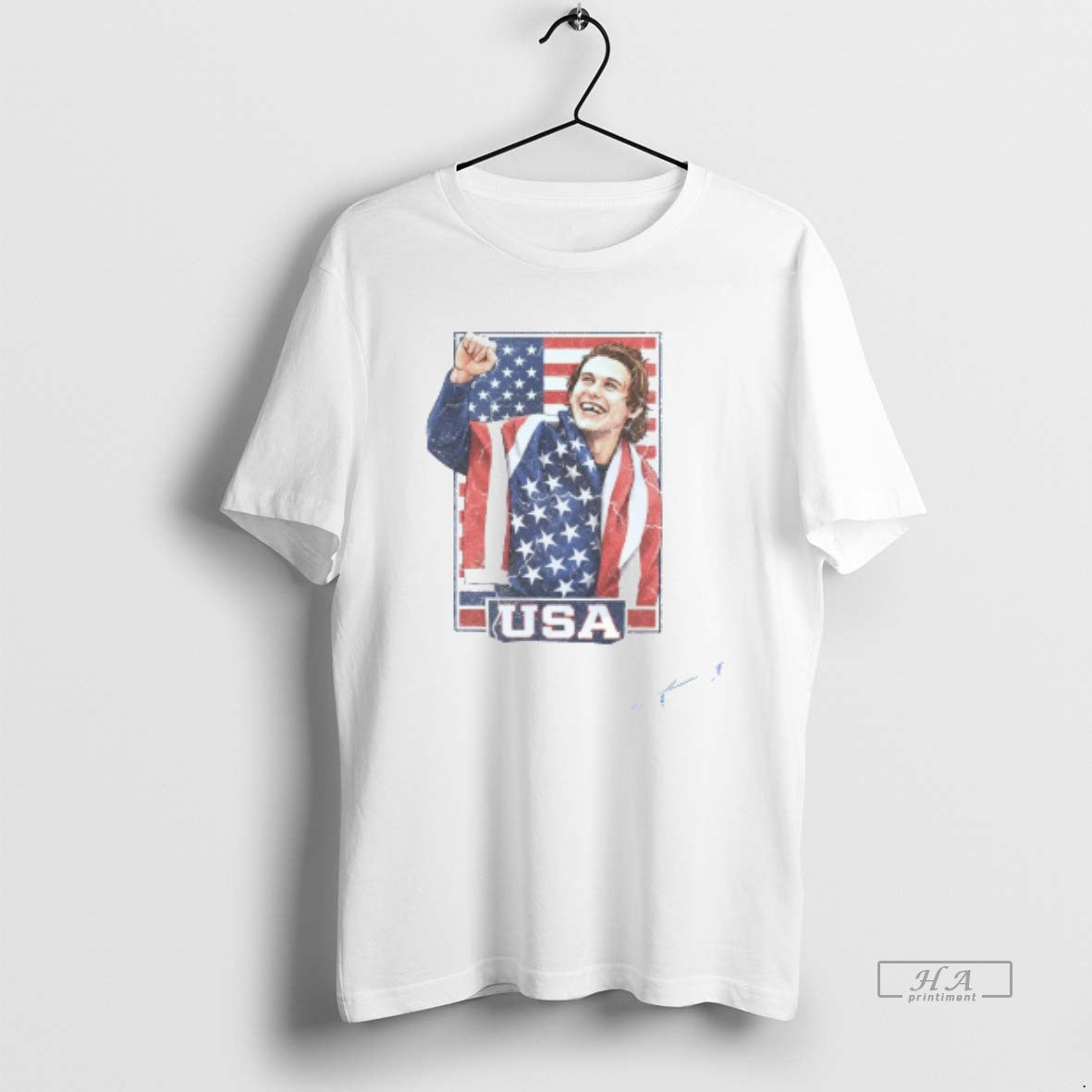 Official Jack Hughes Team Usa Gold Hockey Mens White Tee