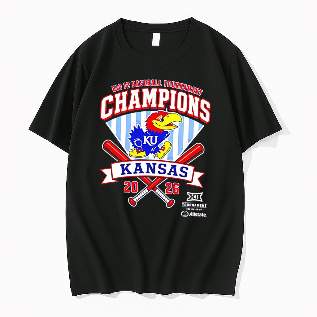 Official Kansas Jayhawks 2026 Big 12 Baseball Tournament Champions Classic Tee T Shirts