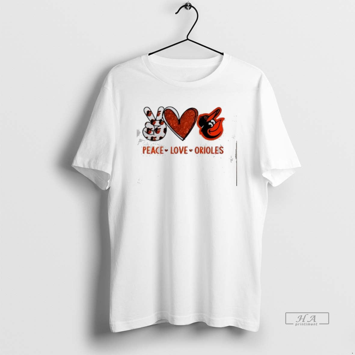 Official Peace Love Orioles Baltimore Baseball Fan Graphic