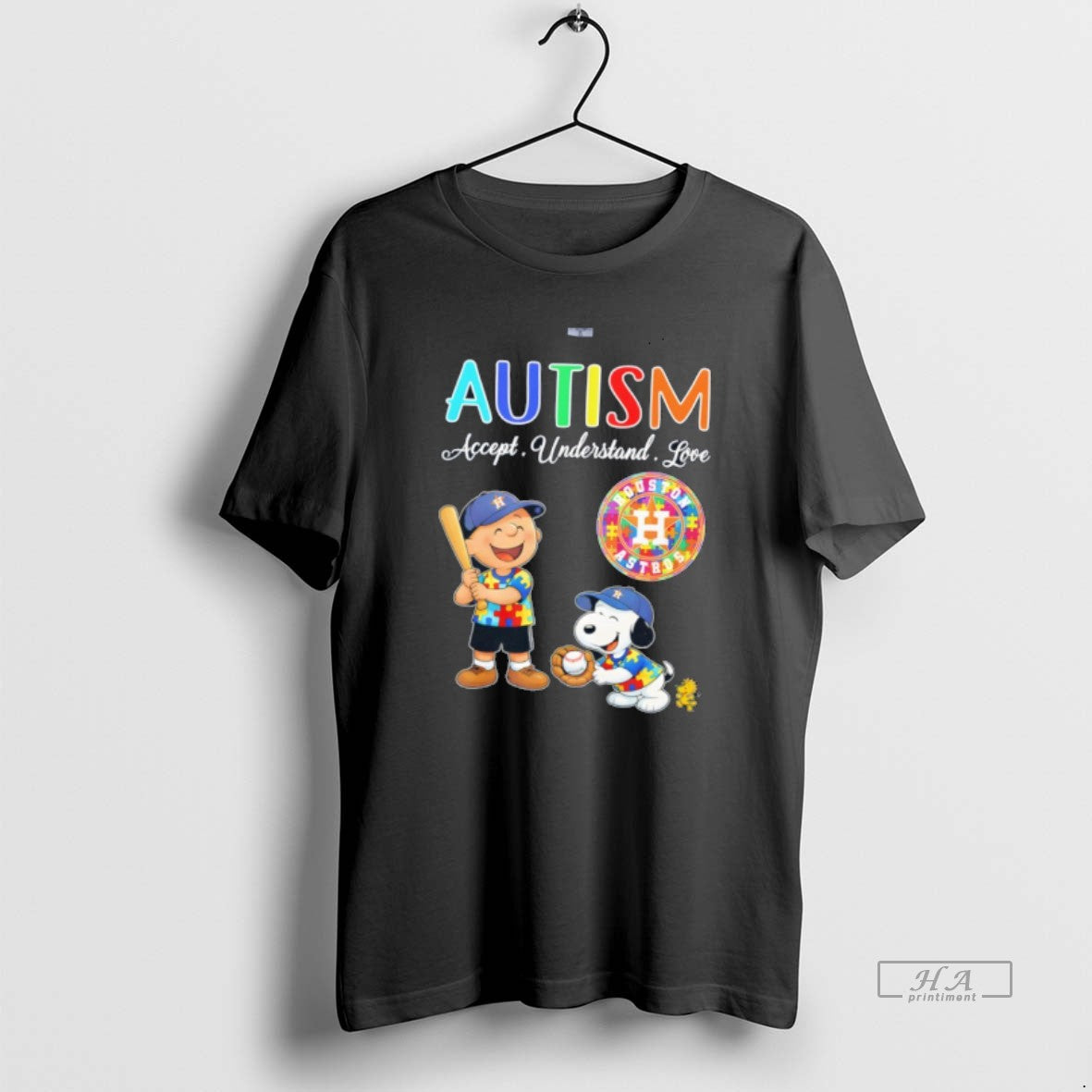 Official Peanuts Characters X Houston Astros Autism Awareness Accept Understand Love