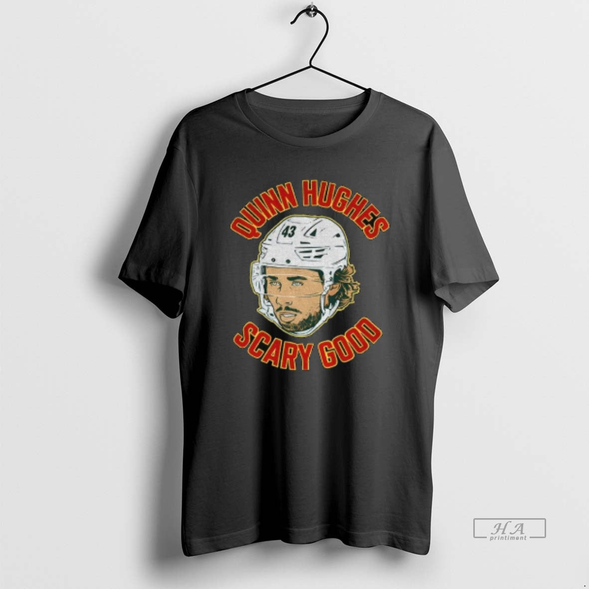 Official Quinn Hughes Big Face Minnesota Wild Hockey Scary Good