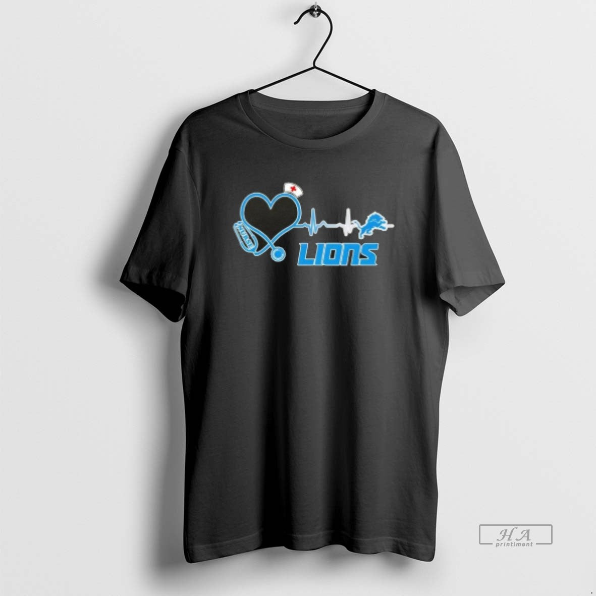 Official Stethoscope Nurse Heartbeat Detroit Lions Football Logo