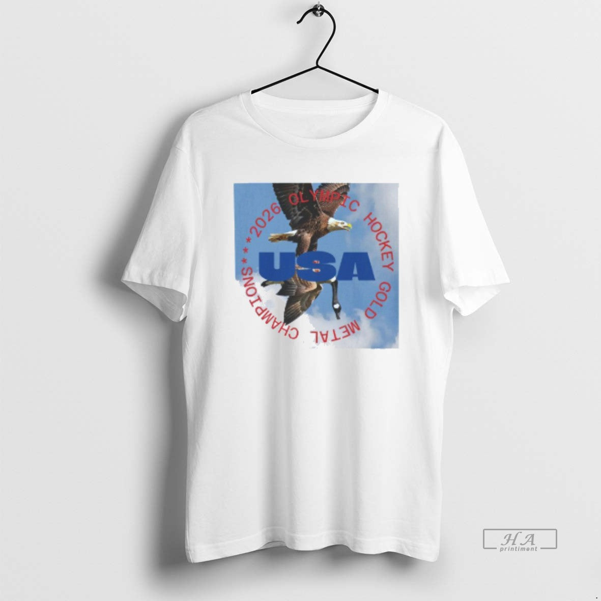 Official Usa Eagle Olympic Hockey 2026 Gold Metal Champions Mens White Tee