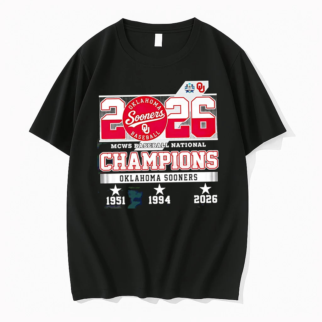Officials 2026 Mcws Baseball National Champions Oklahoma Sooners 1951 1994 Premium T Shirt