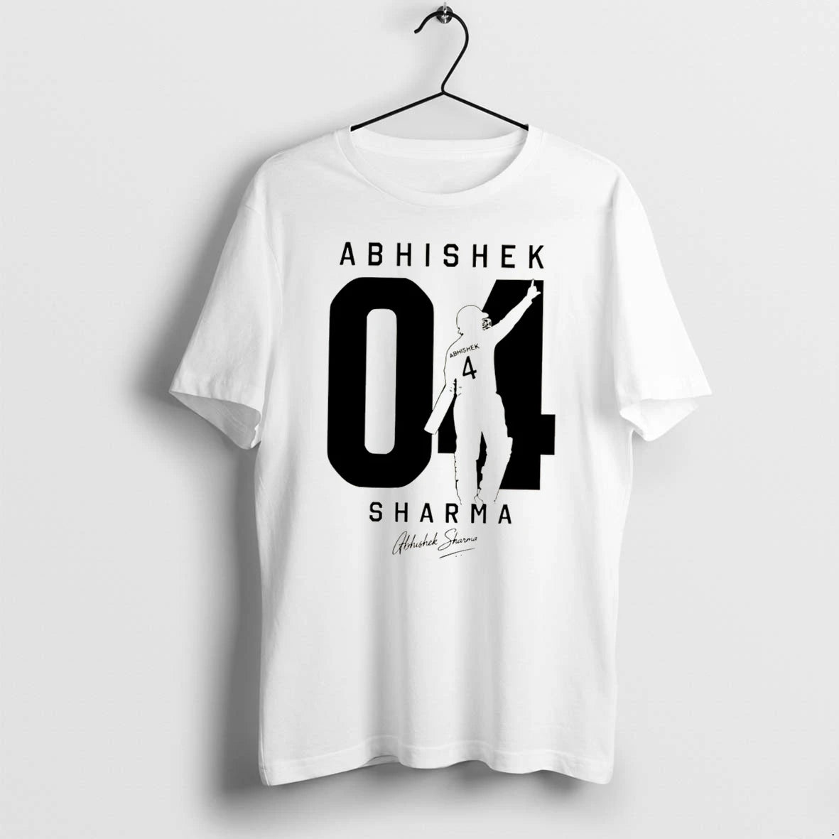 Officials Abhishek Sharma No 4 Signature Cricket Indian Cricketer Tee Premium T Shirt