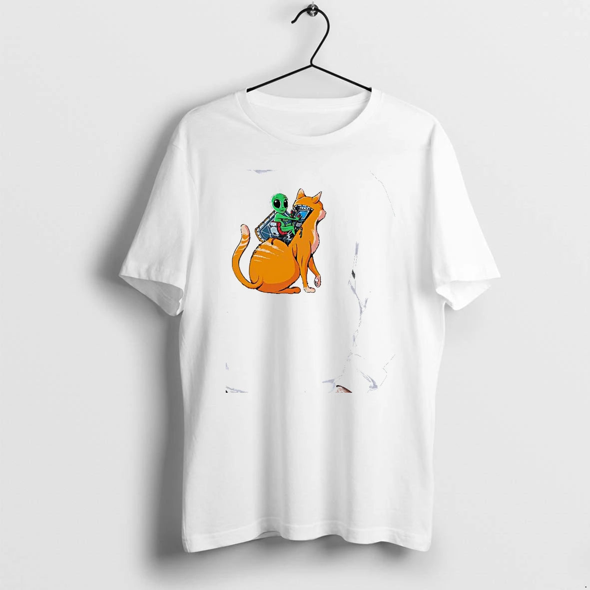 Officials Alien Pilot Controlling A Robotic Ginger Cat Spaceship Space Travel Premium T Shirt