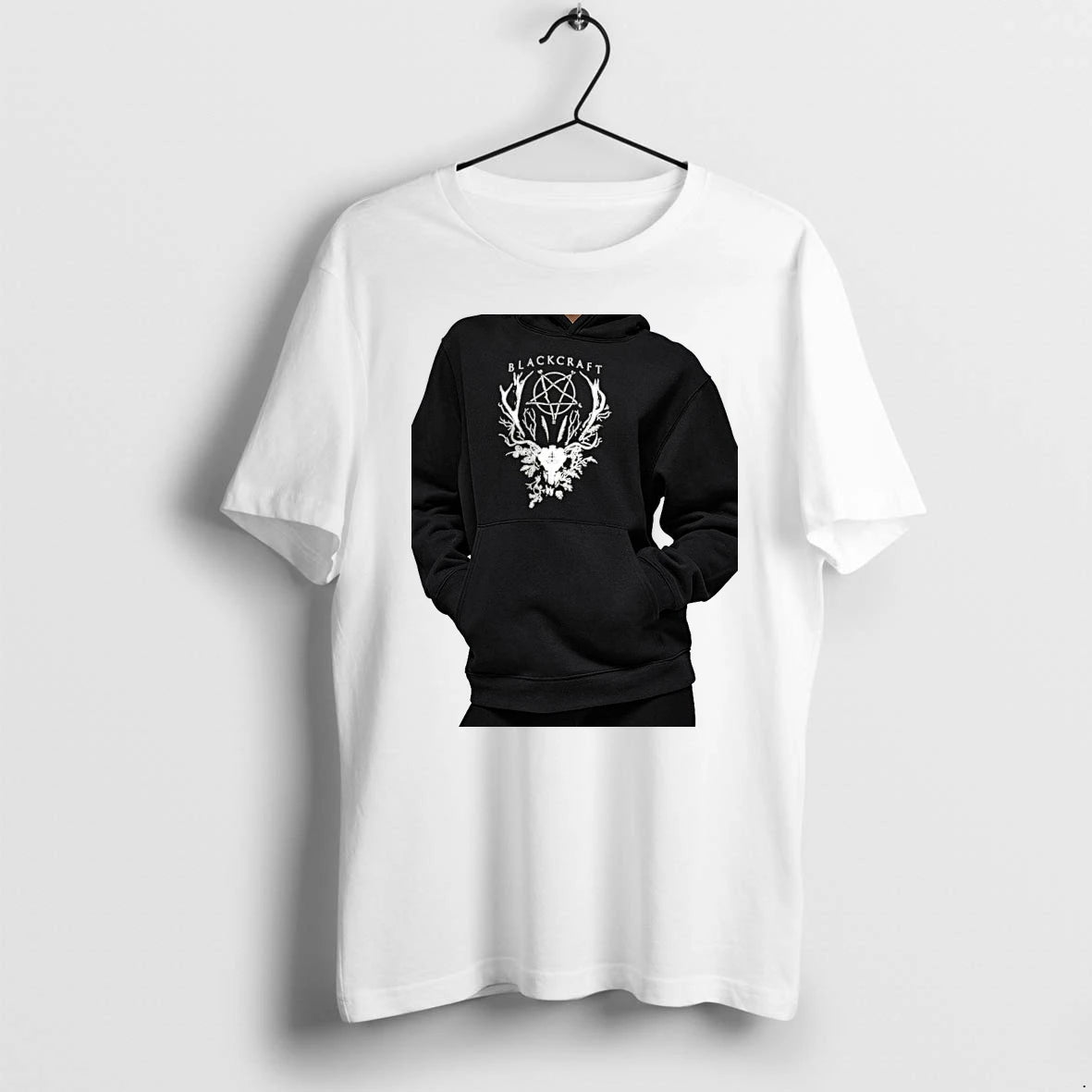 Officials Blackcraft Occult Goat Skull Pentagram Symbol Nature Pine Forest Premium T Shirt