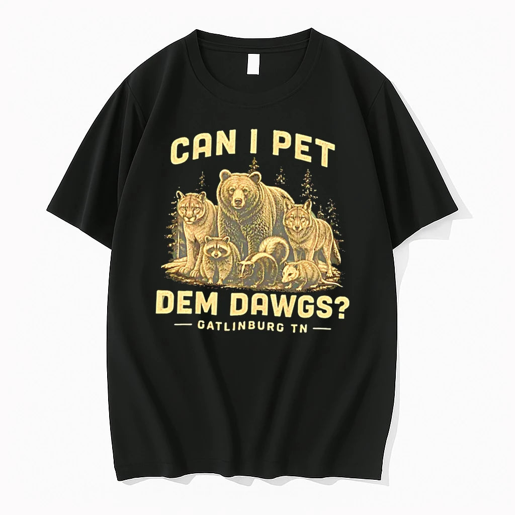 Officials Can I Pet Dem Dawgs Gatlinburg Tn Vintage Wildlife Tee Premium T Shirt