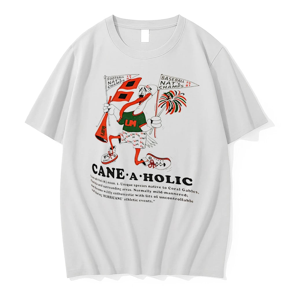 Officials Cane A Holic Miami Hurricanes Retro Mascot Tee Premium T Shirt